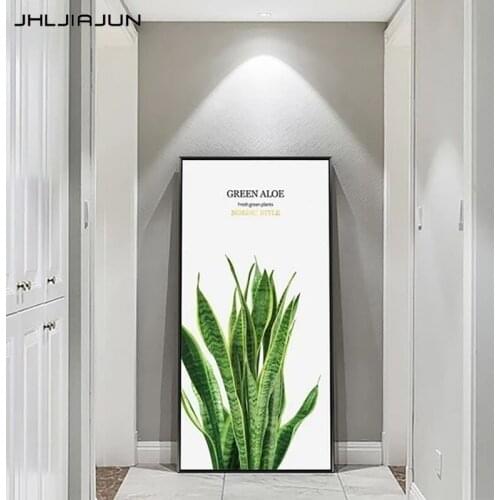 Modern minimalist green plant entrance decoration hotel vertical corridor hanging painting study background wall painting