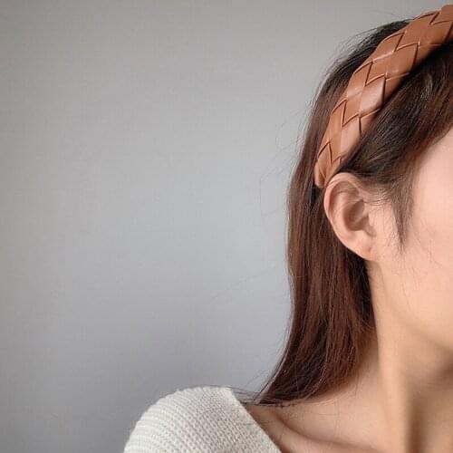 TIMEONLY Vintage Twist Weaving Wide Leather Hairband Japanese Fashion Charms Hairwear for Women Ladies Accessories Festival