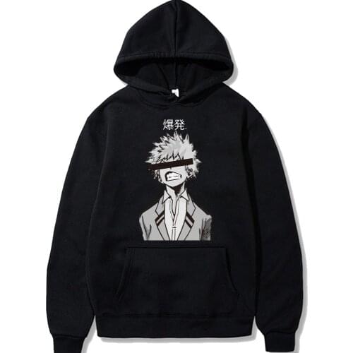 My Hero Academia Japanese Anime Hoodie Harajuku Cartoon Bakugo Katsuki Graphic Print Pullover Unisex Oversized Casual Sweatshirt