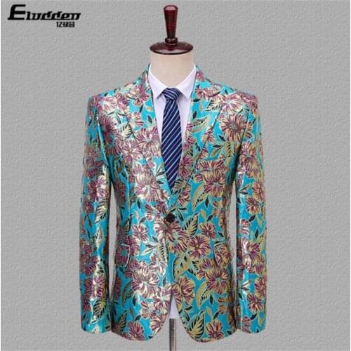 Jacquard blazer men groom suit mens wedding suits fashion costume singer star style dance stage clothing formal dress b34