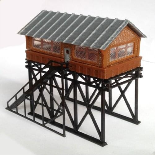 Railway model scene N ratio 1:160 overhead signal tower Signal room for 1:144