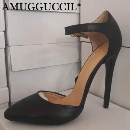 Customize 2021 New Plus Big Size 35-47 Black Buckle Fashion Sexy High Heel Spring Summer Female Ladies Shoes Women Pumps D1220
