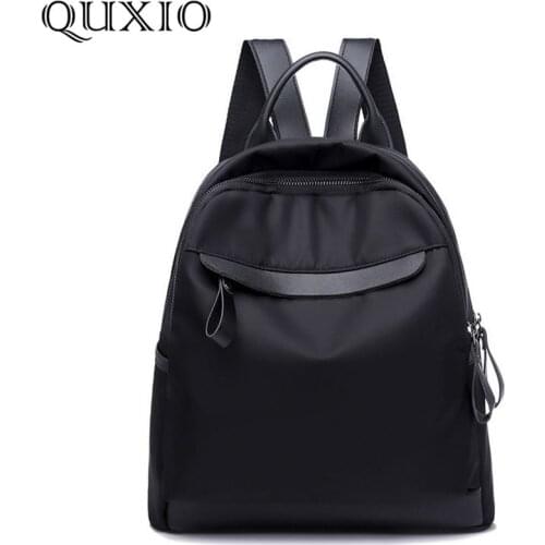 New Women Small Nylon Waterproof Cloth Backpack Ladies Korean Trend Casual Students Campus Travel bag Oxford Black Color TCL01