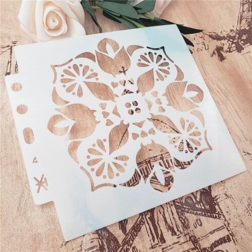 13*14cm Flowers badge scrapbook stencils spray plastic mold shield DIY cake hollow Embellishment printing lace ruler valentine