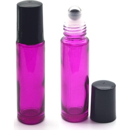 200pcs Empty Fragrance Perfume 10ml Roller Glass Bottle Essential Oil 10cc Rose-red Roll On Bottle