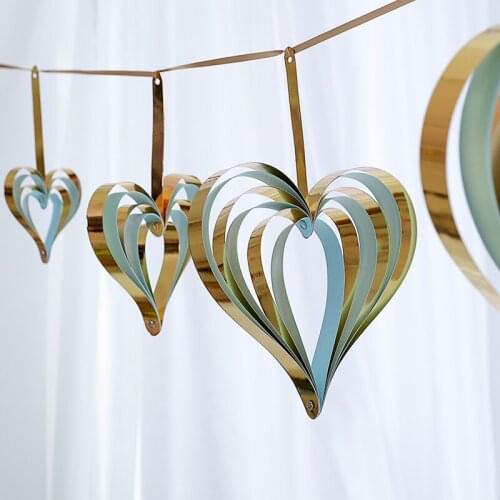 Heart Shape 3D Hanging Ornament Gold Pink Red DIY Party Wedding Christmas Baby Shower Valentines Window Decoration