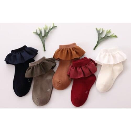 5 Pairs/Lot Toddler Girls Sock Lolita Retro Decoration Baby Boneless Socks Court Style Cotton Kid Boot Sock Velvet Princess 2-8T