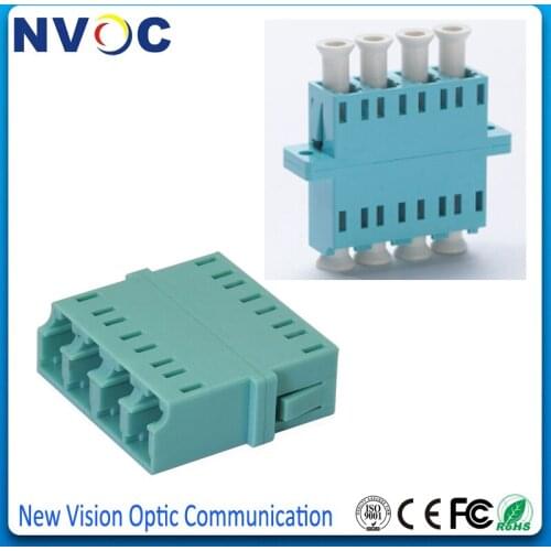 50Pcs/lot, LC UPC OM3 Quad Flange Adapter Optical Fiber Adapter,LC/UPC MM Quad Fiber Optic Coupler Connector