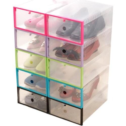 50pcs Clear Transparent Drawer Case Plastic Shoe Boxes Home Storage Organizer Stackable Shoes Box 29*21*12cm SN990