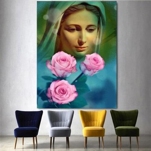 5D Diy Diamond Painting religious virgin flower Full Square Round mazayka Embroidery Full Display Diamond Mosaic Sale A952