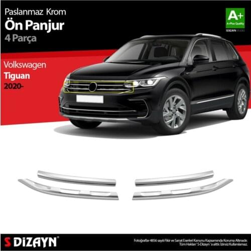 Auto Outdoor Accessories Vw Tiguan 2020 Model And Above A + Quality Stainless Chrome 4 Piece Front Grille