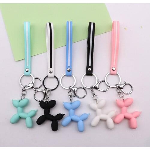 Cartoon Balloon Dog Keychain Colorful Soft Rubber PVC Lovely Dog Keychains for Women Key Chain Car Key Ring Bag Pendant Jewelry