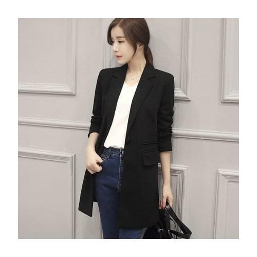 Black Ladies Blazer Feminino Plus Size 4XL Formal Jacket Womens Long Blaser Slim Female Blue Women Suit Office LX1394