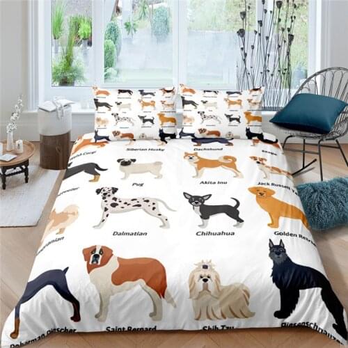 Home Textiles Luxury 3D Dog Print Duvet Cover Set 2/3 Pcs Pillowcase Kids Bedding Set AU/EU/UK/US Queen and King Size