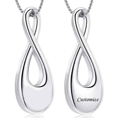 Engrave Name Fashion Number 8 Shape Cremation Jewelry For Ashes Pendant Infinity Love Keepsake Urn Necklace for Pet/Human