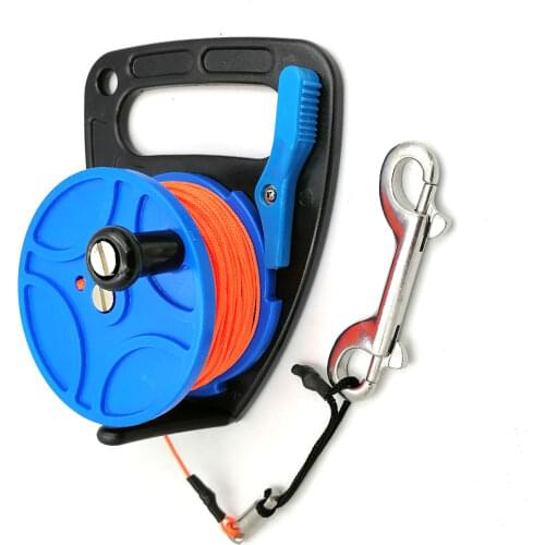 Scuba Dive Finger Reel Kayak Anchor with Thumb Stopper Double End Bolt Snap Finger Spool for Safety Underwater Diving Snorkeling