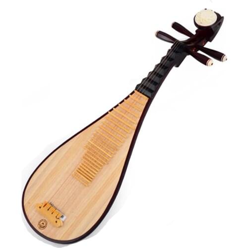 Chinese lute Pipa National String Instrument Pi pa Children playing pipa hard wood surface and platane wood back Bone flowers