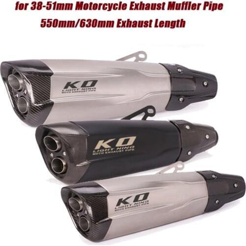 Motorcycle Double Outlet Exhaust Pipe Silencer System Silp on for 51mm Tail Muffler Tip Tubes Stainless Steel Carbon Fiber Set