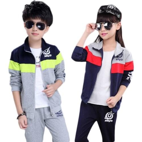 New Boys and Girls Coat+pant Sports Sets Childrens Clothes Sets Spring and Autumn Suits Stitching Color 4-12 Ages Kids Outfits
