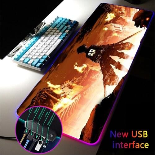 Attack on Titan RGB Mouse Pad Four USB Docking Dock Typec Interface USB Hub Multi-interface Large Gamer Anime MousePad Desk Mat