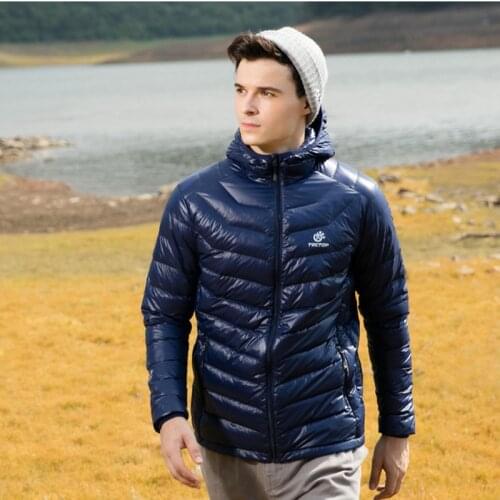 Winter Outdoor Super light down Jacket For Men Solid color Hooded ultra-light coat windproof warm outwear Slim ski Hiking Jacket