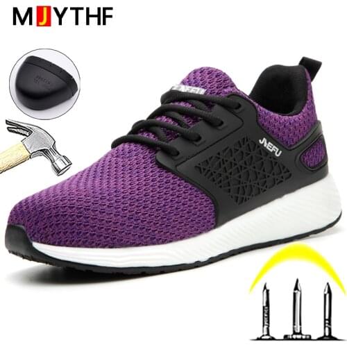 Lightweight Work Safety Shoes Couples Work Shoes Men Women Protective Shoes Anti-smash Anti-puncture Sneaker Steel Toe Boots