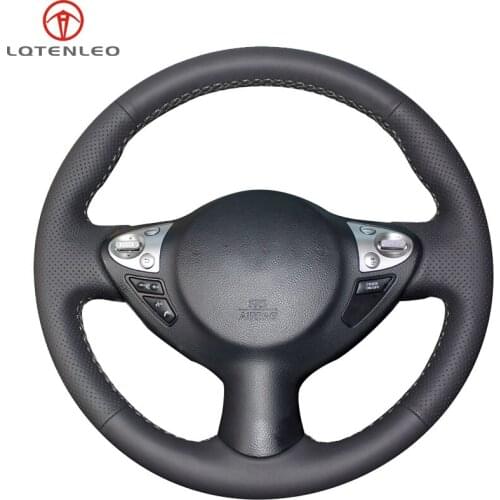 LQTENLEO Black Artificial Leather Car Steering Wheel Cover For Infiniti FX FX35 FX37 FX50 QX70 Nissan Juke Maxima Sentra Sylphy