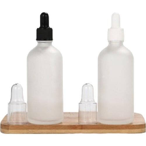 Frosted Glass Dropper Bottles White Cap Black Lid 5/10/15/20/30/50/100 ML Cosmetic Packaging Pipette Vials Essential Oil Bottles