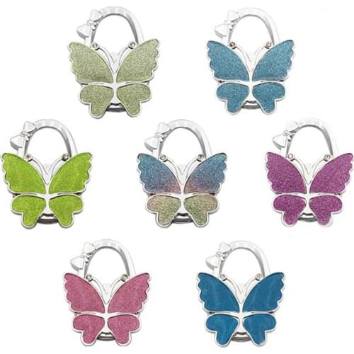 Reusable Foldable Butterfly Bag Hook Hanger Portable Women Handbag Purse Holder Table Organizer Key Chain Bag Decor Lady Gift