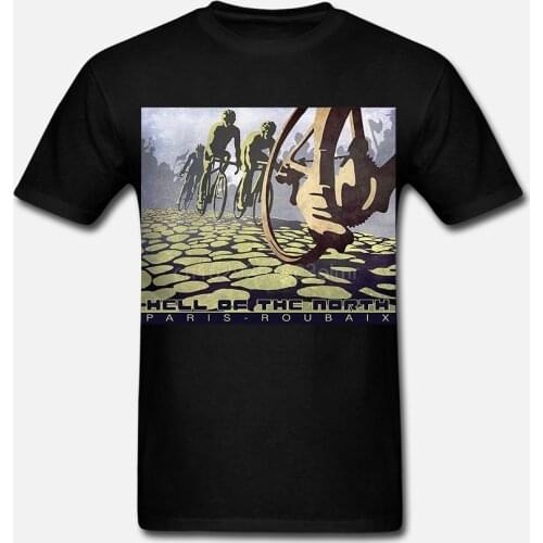 Men Short sleeve tshirt cycling illustration HELL OF THE NORTH retro Paris Roubaix Unisex T Shirt Women t-shirt