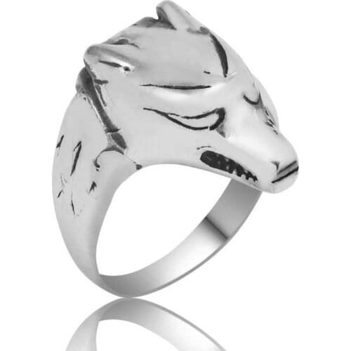 Silver Wolf Figured Male Ring