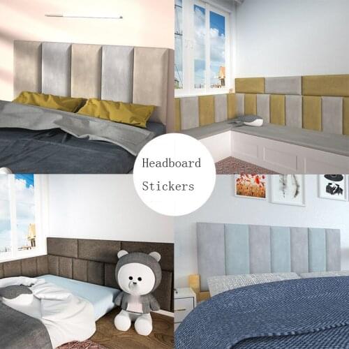 Bed Headboard Soft Bag Anti-collision Tatami Bedroom Decor Technology Cloth 3D Wall StickerS Self Adhesive HeadBoards Cabecero