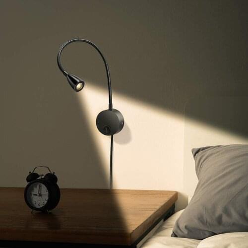 USB Flexible Wall Mount Night Lamp Hotel Bedside Wall Lamp LED Flexible Gooseneck Tube Switch Study Reading Sconces Light