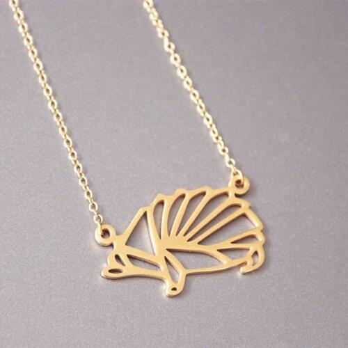 Everfast 1pc Stainless Steel Necklaces Lined Hedgehog Origami Pendants Hedgepig Collar Necklace Joyas Jewellery For Women Kids