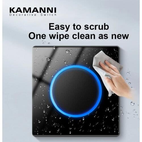 KAMANNI Luxury Light Push Button Switches Glass panel Wall Power Light Switch With Indicator Light 1 2 3 4 Gang 1 2 Way 220V