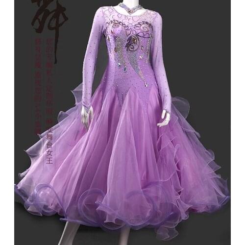 Ballroom Dance Dress For Women High Quality Competition Dresses Modern Waltz Tango Standard Ballroom Costume pink purple MD1123