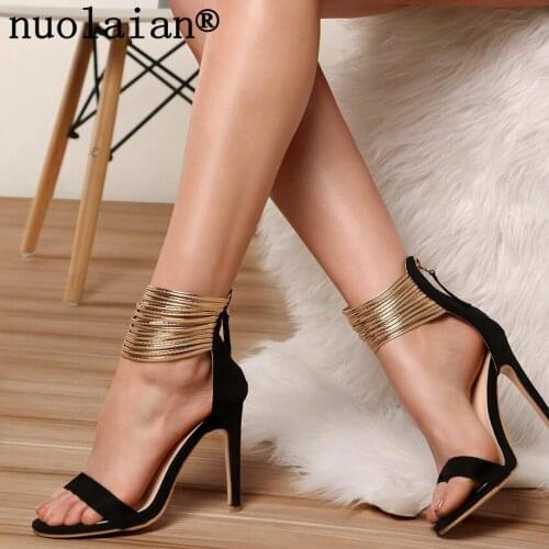 10.5CM Casual High Heel Shoes Woman Ankle Strap Sandals Women Summer Open Toe High Heels Wedding Pumps Womens Sandal Shoe