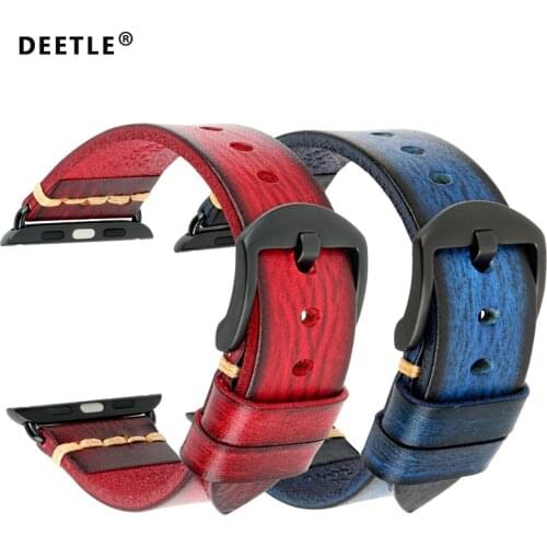 DEETLE Handmade Vintage Leather Watch Strap Fashion Watch Band For Apple Watch Series 5 4 2 3 iWatch 44mm 40mm 42mm 38mm