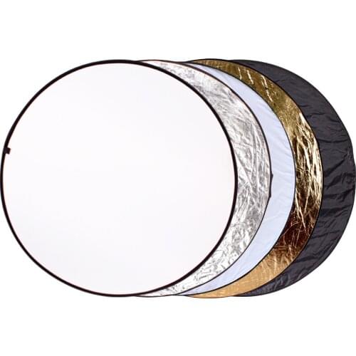 SH Reflector Round 80cm Handhold Multi-Disc Diffuers Collapsible Portable Light Disc for Photography 5in1 Gold and Silver