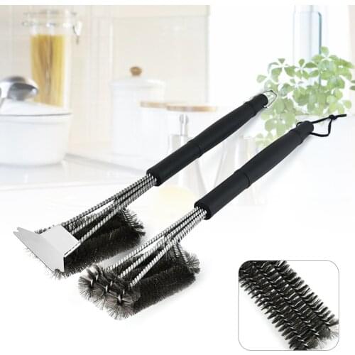 Long Handle Barbecue Grill Cleaning Brush Kitchen Accessories Sets Stainless Steel Wire Brush Cooking Tools Household Gadgets