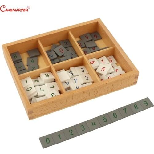 Number Tiles Montessori Materials Kids Educational Maths Toys Teaching 6 Years Student Learning Prechool Beech Wood Box MA156-3