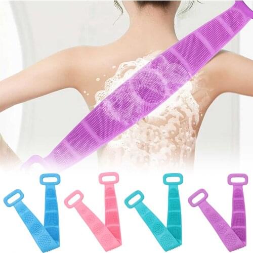 80cm Rubbing Back Mud Silicone Brushes Bath Towels Body Massage Shower Extended Scrubber Skin Clean Brushes 1Pcs