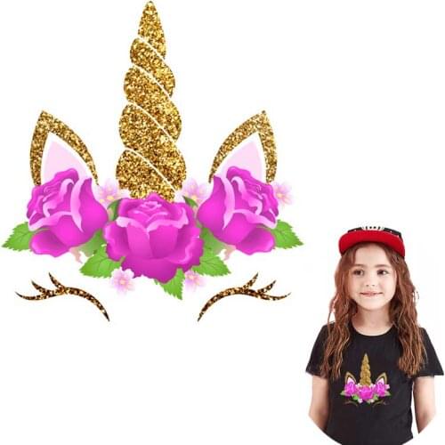 Cute Animal Patch Iron on Transfer Cartoon Unicorn Patches for Kids Clothing DIY T-shirt Appliques Heat Transfer Vinyl Stickers