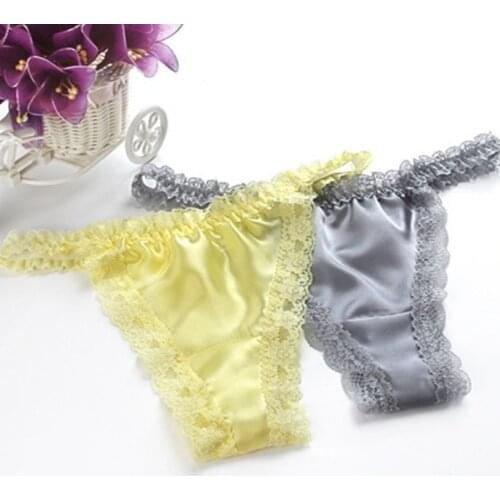 Real Silk Low Waist T Lingerie Panties Women 100% Mulberry Silk Sexy Lace G String Underwear S M L XL XXL FREE SHIPPING