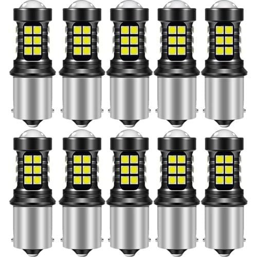 10pcs White S25 1156 P21W BA15S LED BAY15D BAU15S PY21W T20 LED 7440 7443 W21W 3157 P27/7W 1157 led Bulbs For Turn Signal Light
