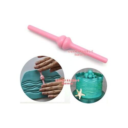 Waves Ripple Rolling Pin Mold Tool Plastic Fondant Cake Mould Decorating Carving Stick H928