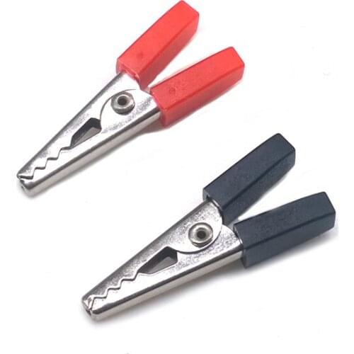 30 mm red black Metal Crocodile Clips PVC Iron Nickel plating 5A Alligator Clips Electrical Clamp for Testing Probe Meter