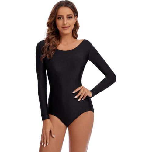 Speerise Unisex One Piece Ballet Latin Leotard Scoop Neck Gymnastics Leotard Long Sleeve Leotard Dance Clothes Stage Wear