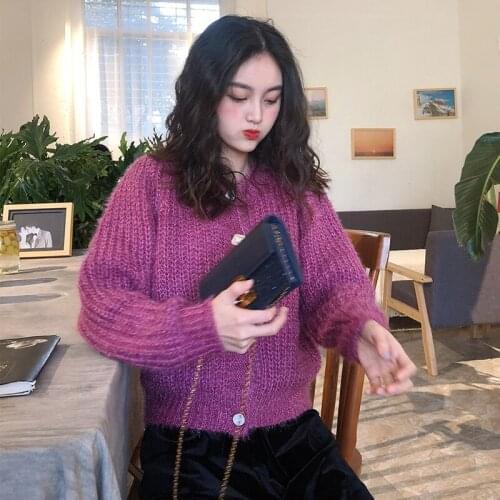 Winter Court Style Cardigan Sweater Show Temperament Retro Sweet Bling Loose Knit Coat Romantic Sweet