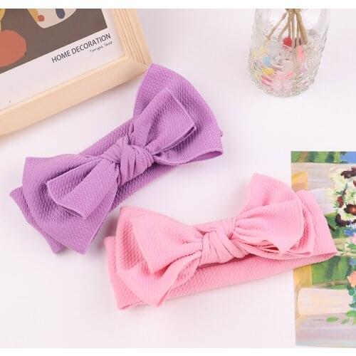 1Piece Baby Headband Summer Cute Solid Bows Baby Girls Headbands Elastic Bowknot Newborn Hair Band Turban Kids Hair Accessories
